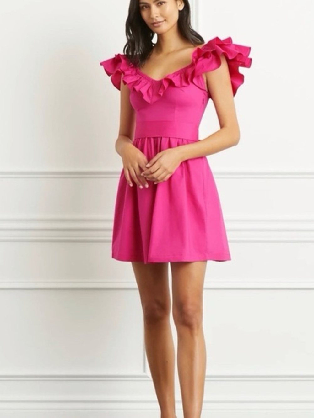 Hill House Pink Ana ruffle Mini Dress Size S